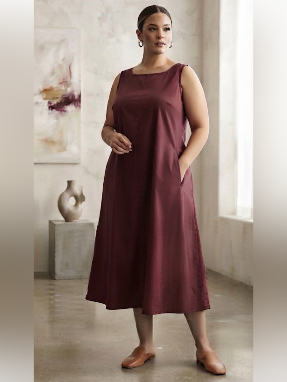 Marina Rinaldi Sleeveless Dress in Wine size 18